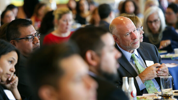 Terry Mazany and other guests at the Nuestro Futuro panel discussion