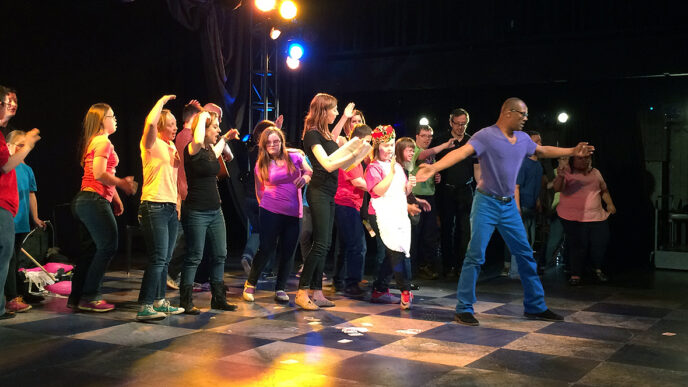 Young performers of ABLE Ensemble on stage|A rehearsal of the ABLE Ensemble