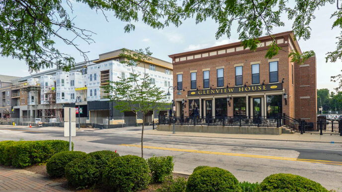 Street scene showing construction in Glenview