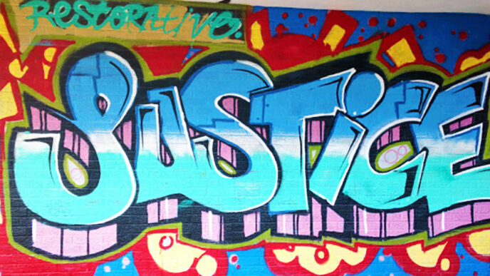 A mural outside the alternative high school where Arts Infusion providers Cerqua Rivera Dance Theatre and Young Chicago Authors