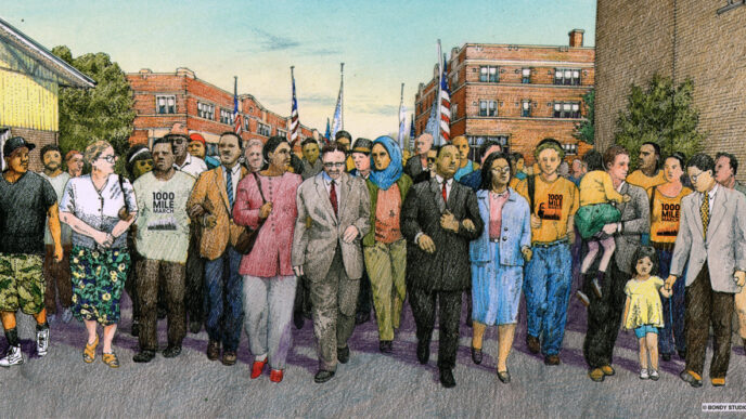 Artist's sketch of the 2016 MLK memorial march