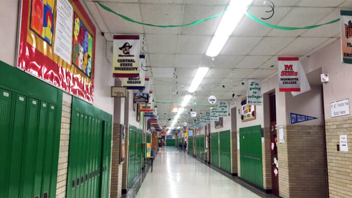 A hallway at Kelly High School