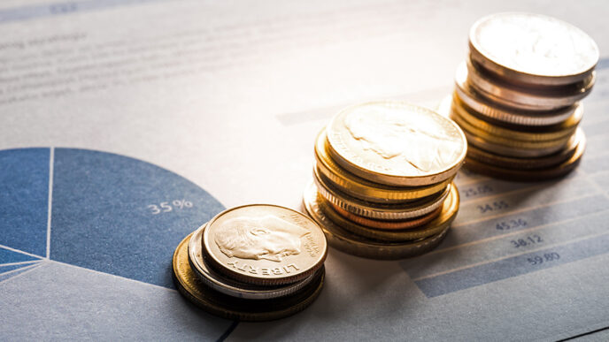 Three stacks of coins