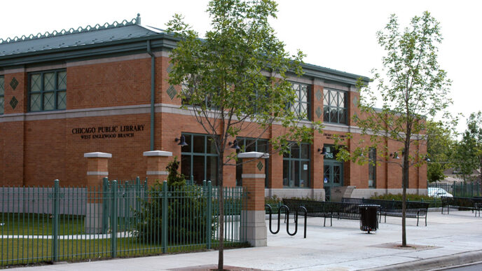 Exterior view of the Chicago Public Library West Englewood branch|Map of Chicago neighborhoods